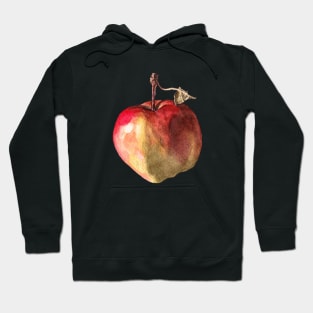 Watercolor apple with a leaf Hoodie